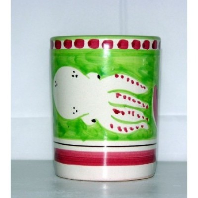 Bicchiere cm.10 con manico seppia fondo verde chiaro
