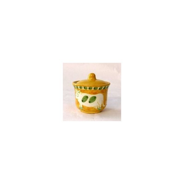 Zuccheriera mucca fondo giallo arancio