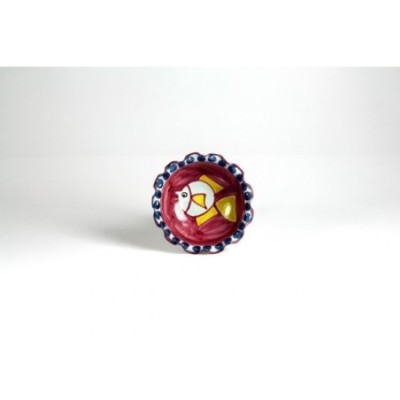 Edged cup cm.13 decorated with swordfish red base