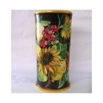 Portombrelli cilindrico limoni e girasoli fondo nero
