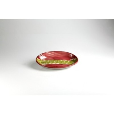 Ovale cm.26 fantasia rosso e verde chiaro