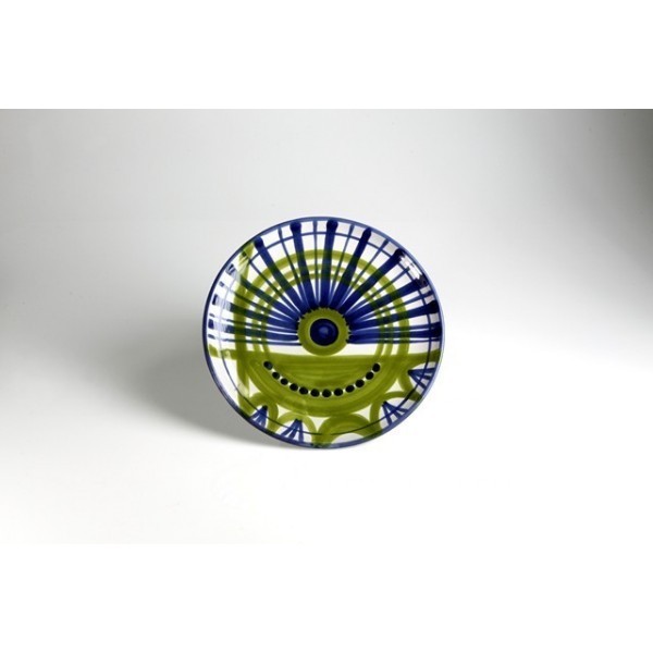 Piatto piano cm.26 b.liscio fantasia blu e verde chiaro